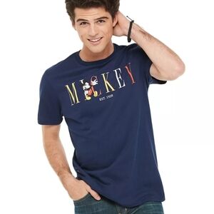 Disney Mickey Mouse Navy Mens Graphic Tee Size Medium